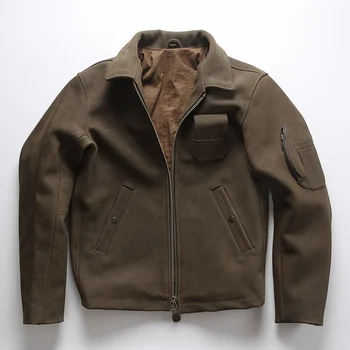 

2020 men's solid Scrub genuine leather coat thick cow leather motorcycle jacket men fashion Advanced sense real leather clothes