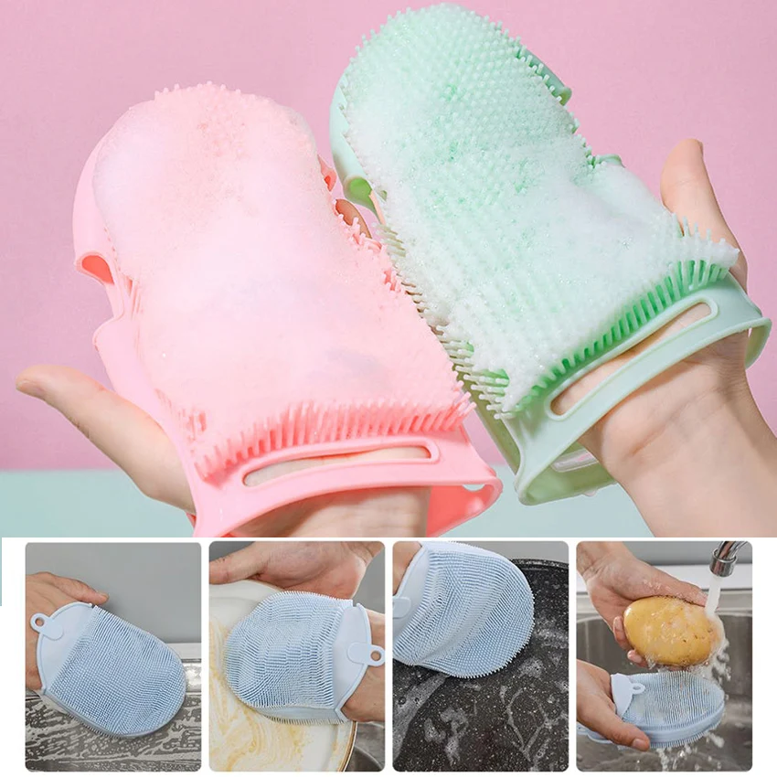 Baby Silicone Bath Brushes Infants Massage Gloves Silicone Body Brush