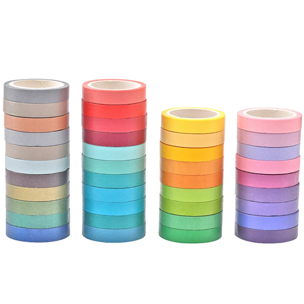 

40Pcs Candy Rainbow Color Label Masking Tapes Scrapbooking Sticker For Diy Craft Decoration Scrapbooking