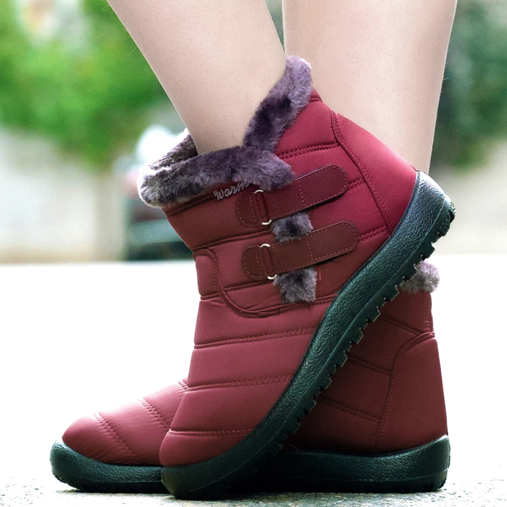 Botas de nieve cálidas para Mujer, botines felpa, zapatillas - AliExpress