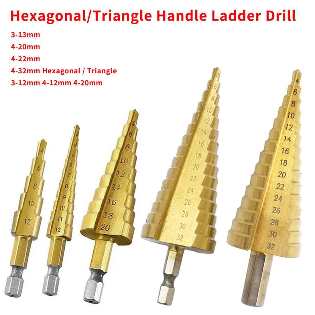  Hole Cutter Hex Titanium Step Cone Drill Bit HSS 4241 For Sheet Metalworking Wood Drilling Power To