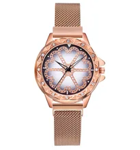 Popular Fortunes Element Rose Gold WOMEN’S Watch Diamond Set Lazy Magnet Watch Strap Watch Women’s