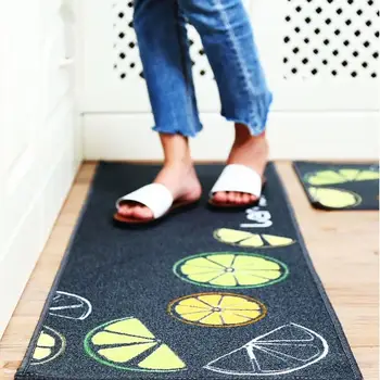

2Pcs Kitchen Utensil Fruit Lemon Letter Print Carpet Door Floor Mat Rug Decor Home living kitchen Entrance Carpets