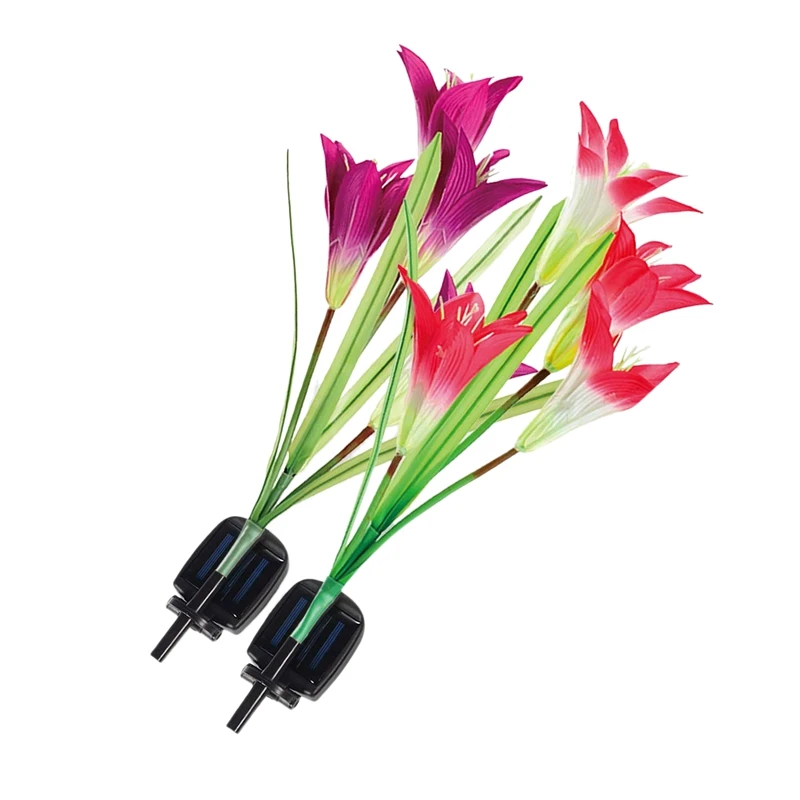 

BMBY-Solar Lights Outdoor Solar Garden Lights Multi-Color Changing Lily Solar Flower Lights for Patio Yard Backyard Garden Decor