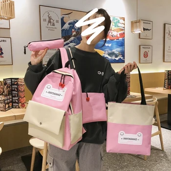 

2020 4 Piece Set Fashion Backpack Women 2020 Large Capacity Oxford Shoulder Bag School Bag For Teenage Girls Female Rucksack