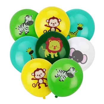 

12pcs/lot Cartoon Animal Elephant Zeba Monkey Giraffe Balloons Jungle Safari Animals Theme Birthday Party Decor Globos