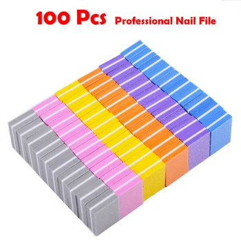 

100 pcs/lot Mini Nail File Buffer Sponge Nail Polishing Blocks Colorful Small Portable Files lima Nail Polisher Manicure Tools