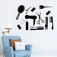 Красивая мебель для парикмахерского салона наклейки на стену магазина волосы обои для парикмахерской комнаты наклейка Парикмахерская наклейка adesivi murali