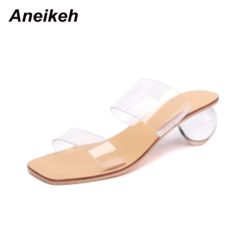 apricot Aneikeh/Новинка года; летние женские туфли; летние туфли с открытым носком на высоком каблуке для вечеринки и свадьбы; прозрачные туфли-лодочки из ПВХ без шнуровки с петлей на пятке - Цвет: apricot