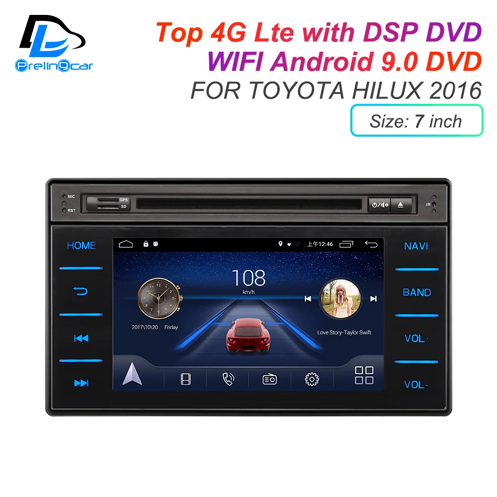 Android 9,0 DSP 4G Lte мультимедийный dvd-плеер для TOYOTA Hilux- лет подголовник монитор Радио Стерео навигационная система