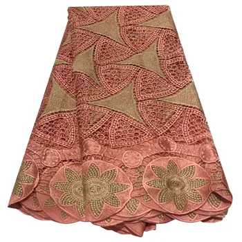 

African Guipure Cord Lace Fabric 2020 High Quality Purple French Water Soluble Cord Lace Fabric With Stone For Nigeria Dress T&5