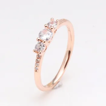 

Original 925 Sterling Silver Pan Ring Rose Gold Brilliant Elegant Ring For Women Wedding Party Gift Fashion Jewelry