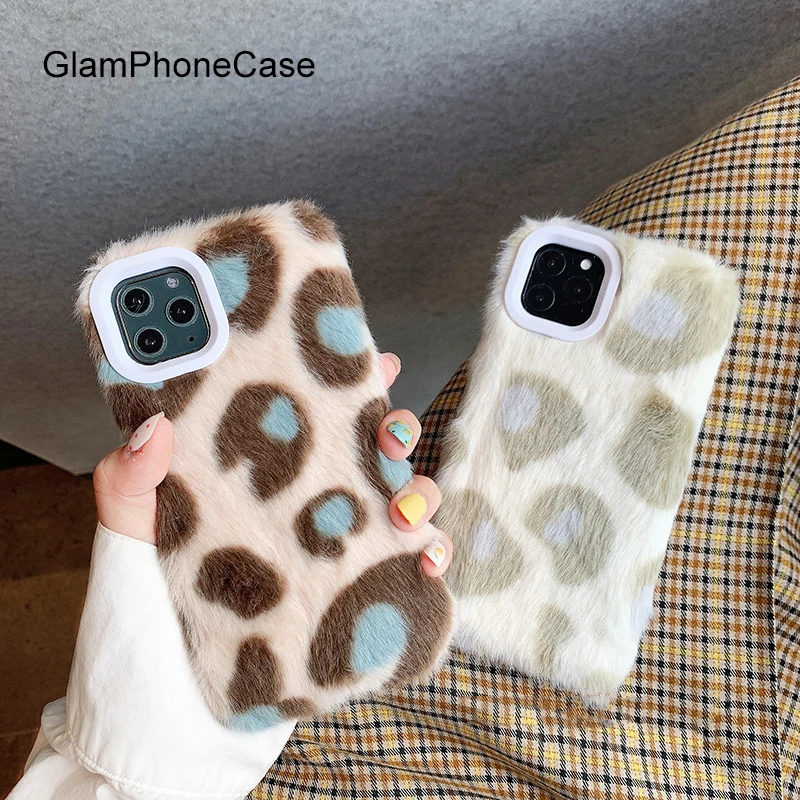 GlamPhoneCase Леопардовый плюшевый чехол для телефона iPhone11Pro/Max X XS Max XR Мягкий