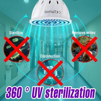 安い E27 Uv Desinfection ランプ E14 紫外線 Led 殺菌ランプ GU10 殺菌ライト MR16 Led Uvc 電球 B22 48 60 80led 220 V