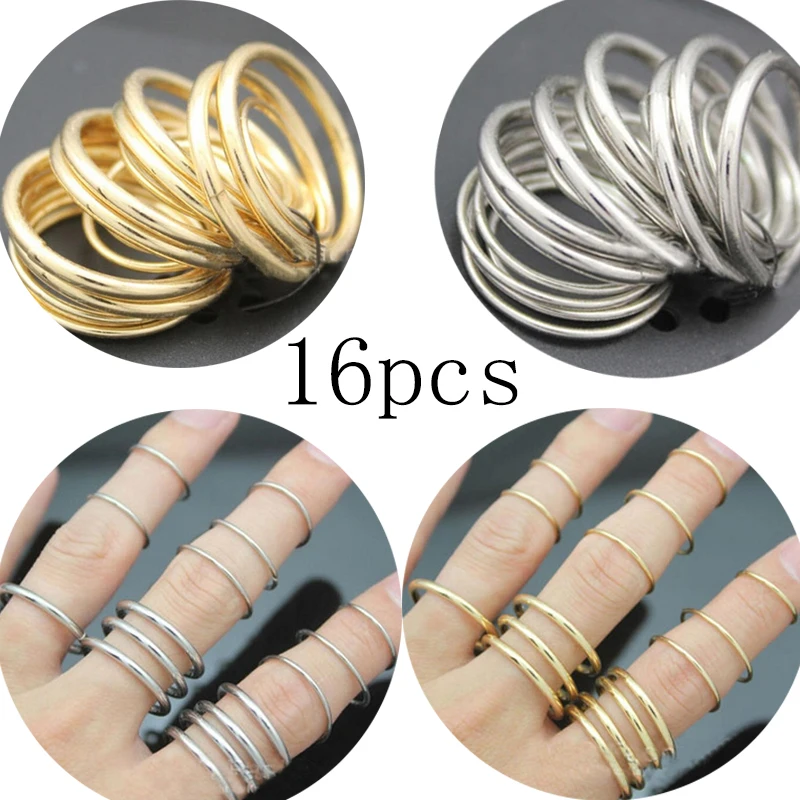 16Pcs Simple Thin Rings Smooth Fine Circle Ring Little Knuckle Midi Finger Ring Knuckle