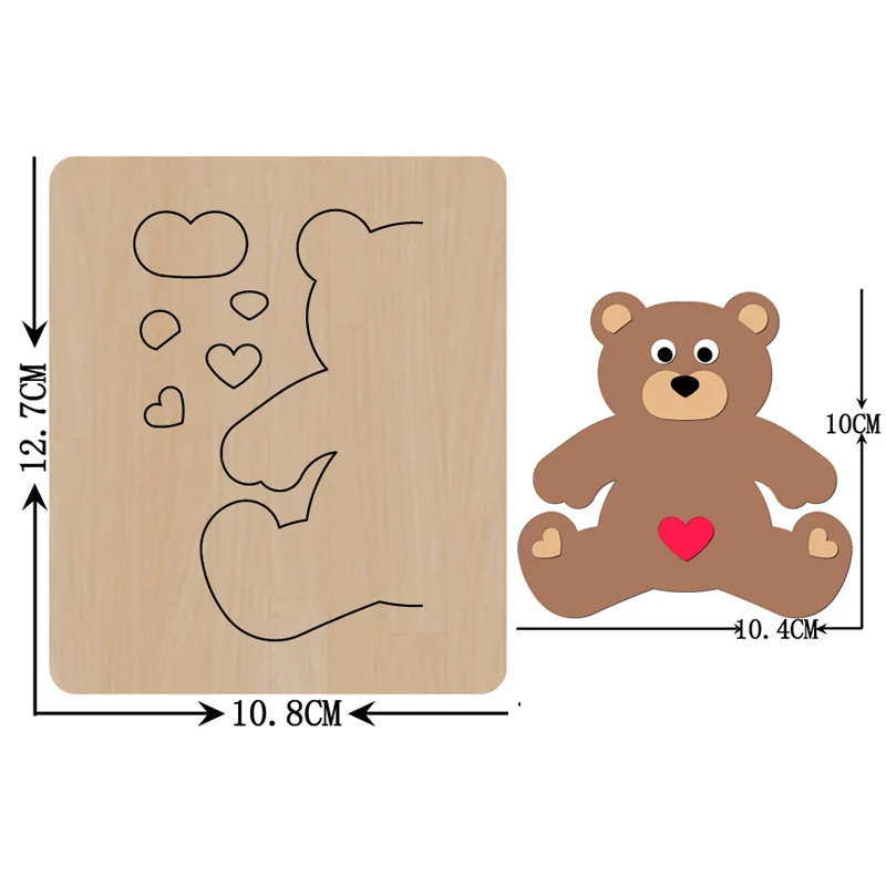 

Cute Bear Keychain Pendant Cutting Mold Wood Dies For Leather Blade Rule Cutter Paper Crafts for Common Machines on the Market