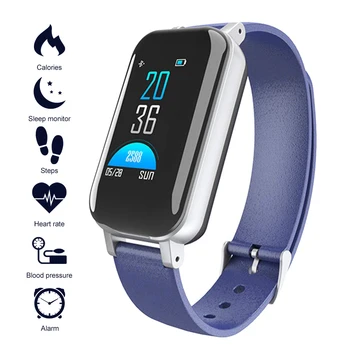 

Bluetooth Headphone Fitness Bracelet Heart Rate Monitor Sport Touch Headset Smart Bracelet Men Women Fashion Smart Watch Men