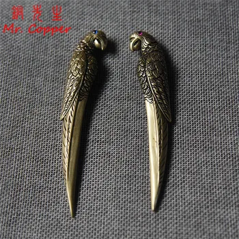 

New Vintage Copper Parrot Tea Cutters Small Ornaments Retro Brass Animal Knife Crafts Teaware Accessories Tea Table Decorations