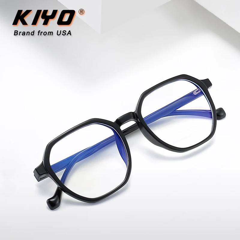 

KIYO Brand 2021 New Women Men Fashion Anti Blue Light Optical Frame TR90 Eyeglasses Frames Polygonal Spectacles Glasses 8399