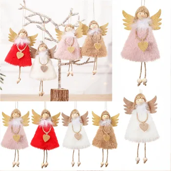 

Christmas Angle Design Love Plush Feather Tree Hanging Pieces Cute and Lovely Home Decoration Family Gatherings