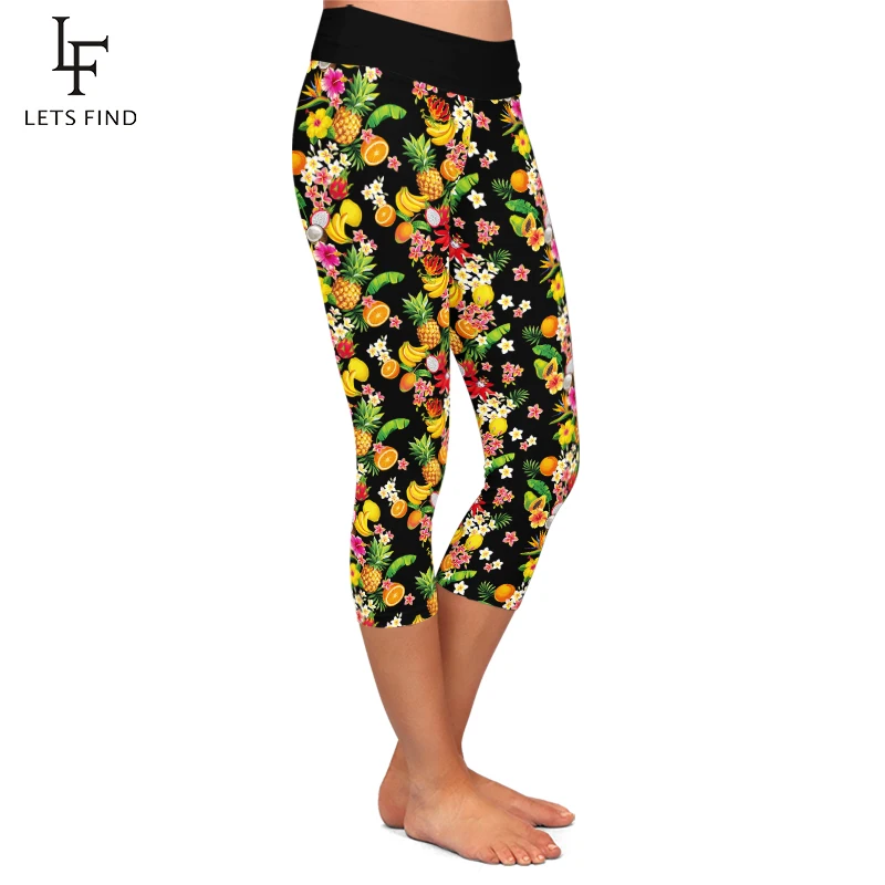 LETSFIND New Capri Oranges Leggings Women Very Comfortable Soft Pants Print Fruits High Quality Elasticity Leggins