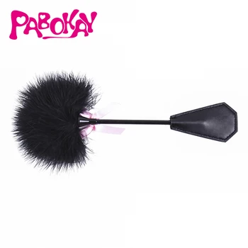 SM Feather Tickled Whip Bondage Punish Fetish Leather Spanking Paddle Play Flogger Lover Riding Crop Pony Sex Toy 5