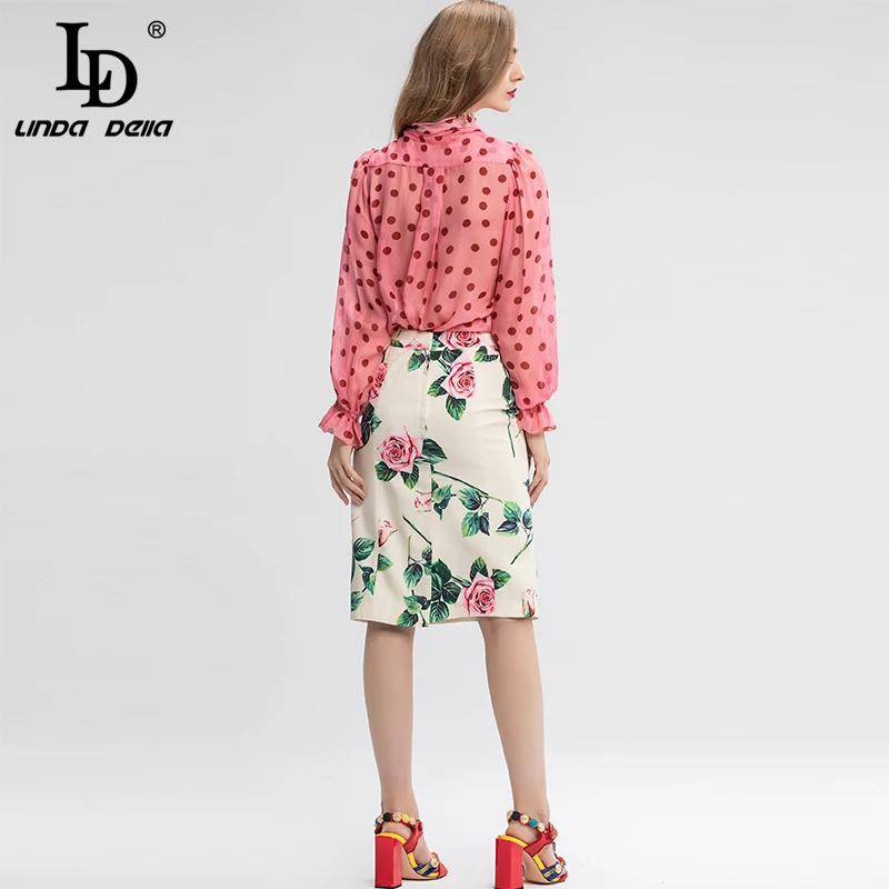 LD LINDA делла 2019 летний модный подиумный повседневный костюм женские блузки и юбки