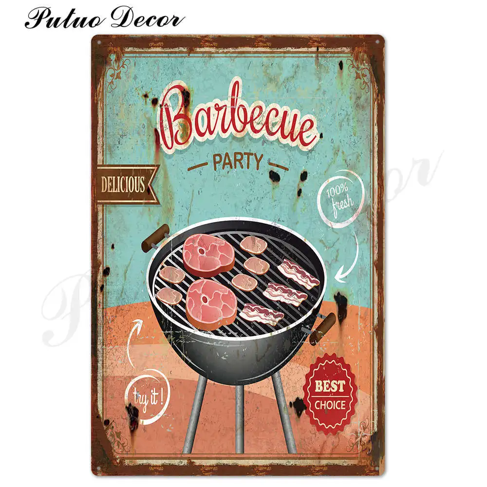DAD'S BBQ металлическая Оловянная табличка, Металлический Настенный декор для барбекю, бара, паба, кухни, вечерние, винтажные металлические знаки, железная живопись - Цвет: TH0194