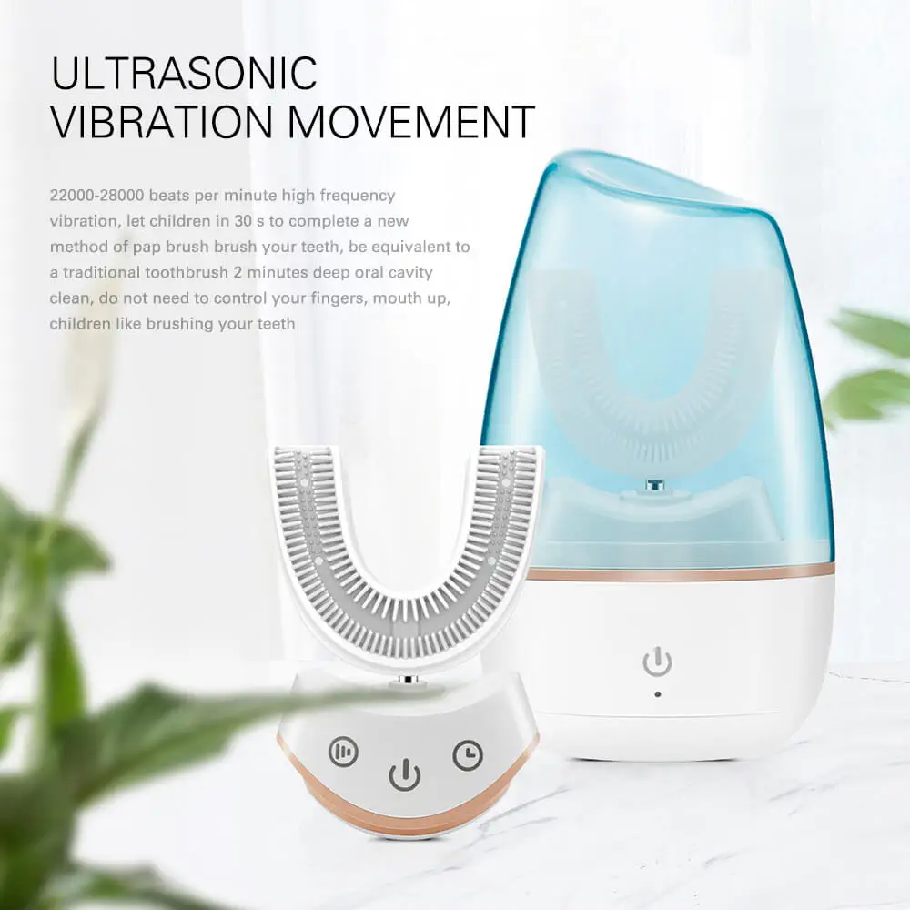Cepillo de dientes eléctrico sónico de 360 grados automático de silicona Ultra sónico electrónico cepillo de dientes recargable USB 3 modos de luz azul - 2