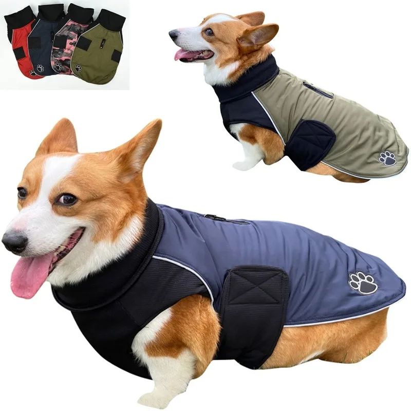 

Waterproof Big Dog Clothes Reflective Large Pet Jacket Reversible Puppy Coat Doggie Apparel Warm Winter Parkas Outfits For Dog