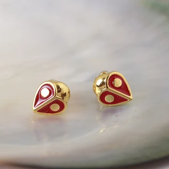 

New personality funny cute red little ladybug exquisite love small three-dimensional simple ear nails earrings