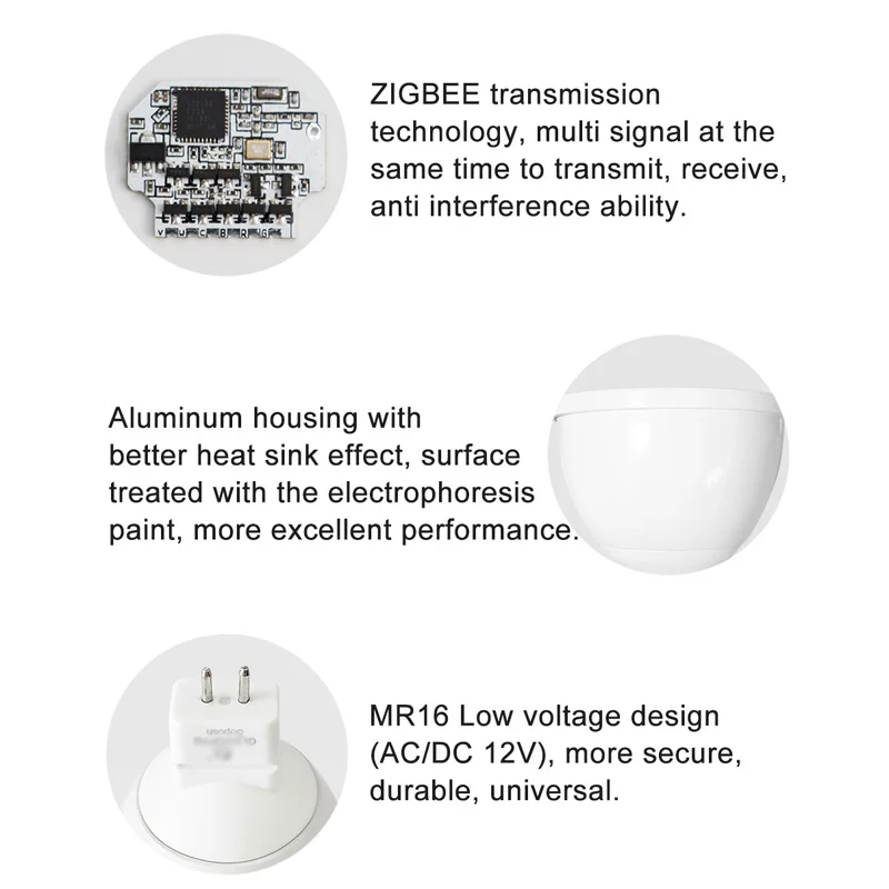 Декоративный прожектор DC12V MR16 RGB+ CCT 2700-6500K совместим с ZigBee