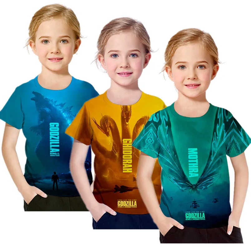 

Godzilla King of the Monsters boy clothes unisex Children's Clothing baby girl boys dinosaur T-shirt kids top minecraft t shirts