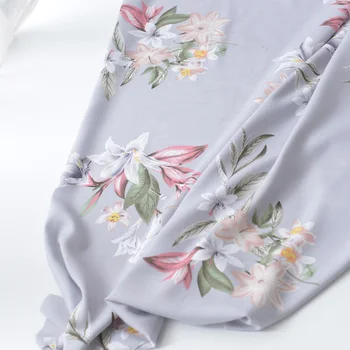 

half meter artificial cotton summer thin fabric with magnolia flower print children dress pajamas light cloth material T1343