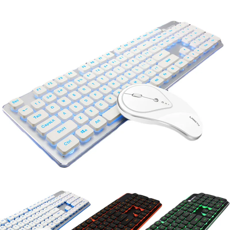

Wireless Bluetooth Color Backlit Keyboard Mouse Combo Quiet Keystroke Home Office Desktop Computer Mute Keyboard Thin Mice Kit