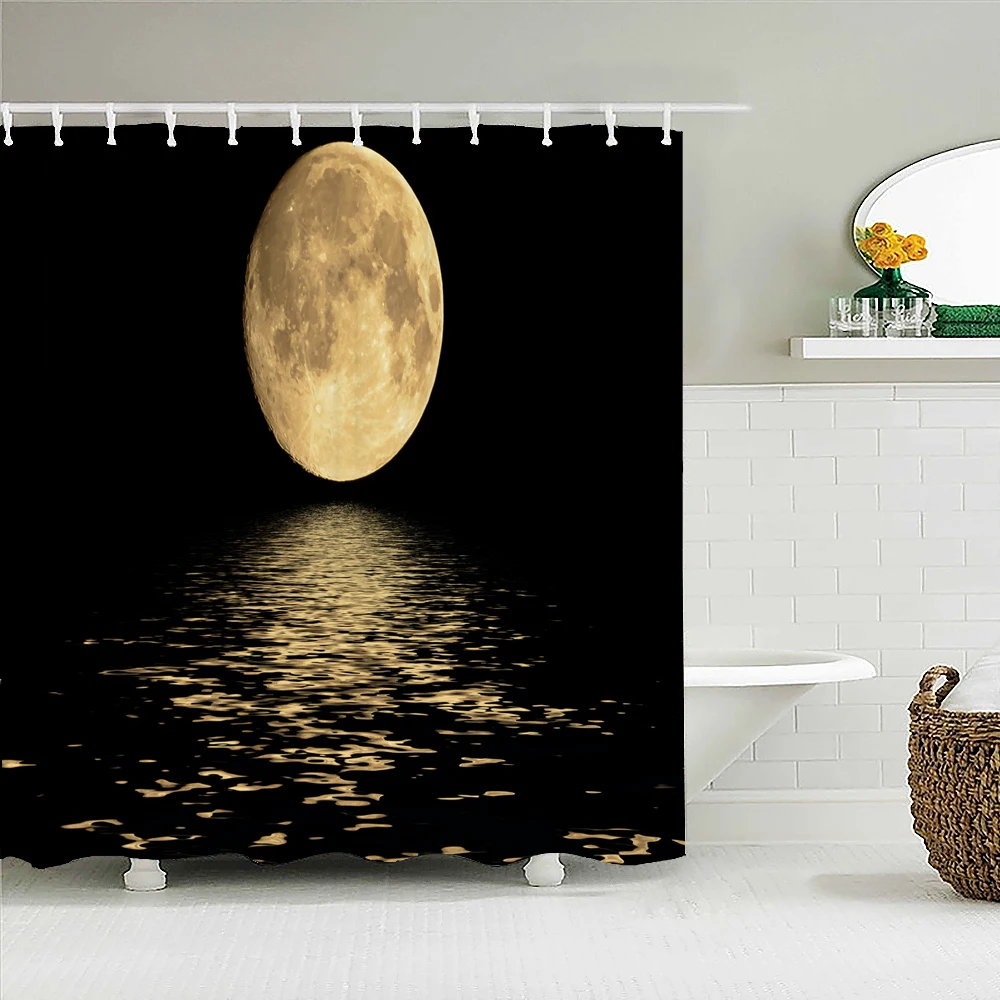 

Funny Skull Crow Moon 3D Shower Curtains Night View Bathroom Curtain Waterproof Fabric Bathtub Decor 180*180cm With Hooks