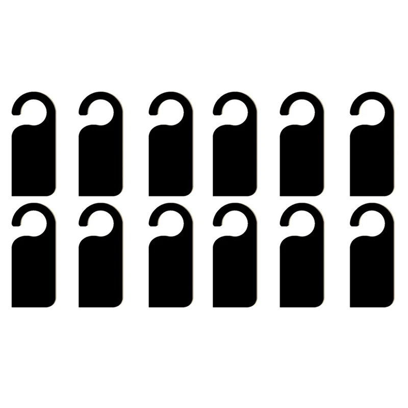 

12 Pcs Wooden Door Sign Hanger Mini Double-Sided Wood Blackboard Chalkboard Message Notes Memo Board Door Knob Hanger Sign