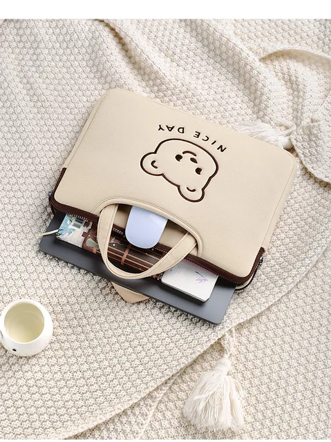 Cute Pastel Colour Funky Print Laptop Bag with Handle - Peachymart