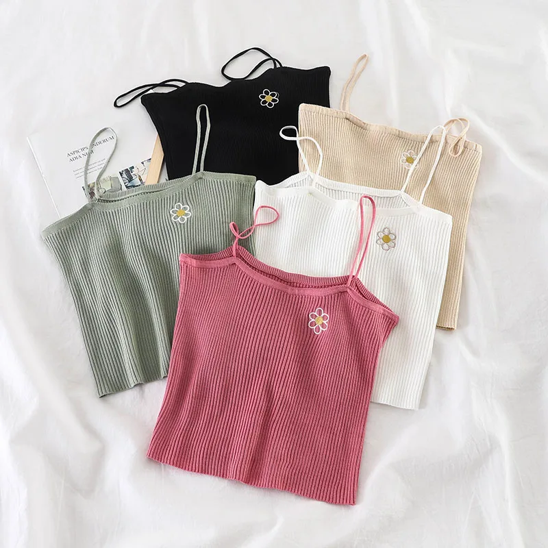 

GLAUKE vest womens girls summer sleeveless embroidery jacket Top Bustier Singlet T Shirt Retro Cami Top Sexy Party Clubwear Stre