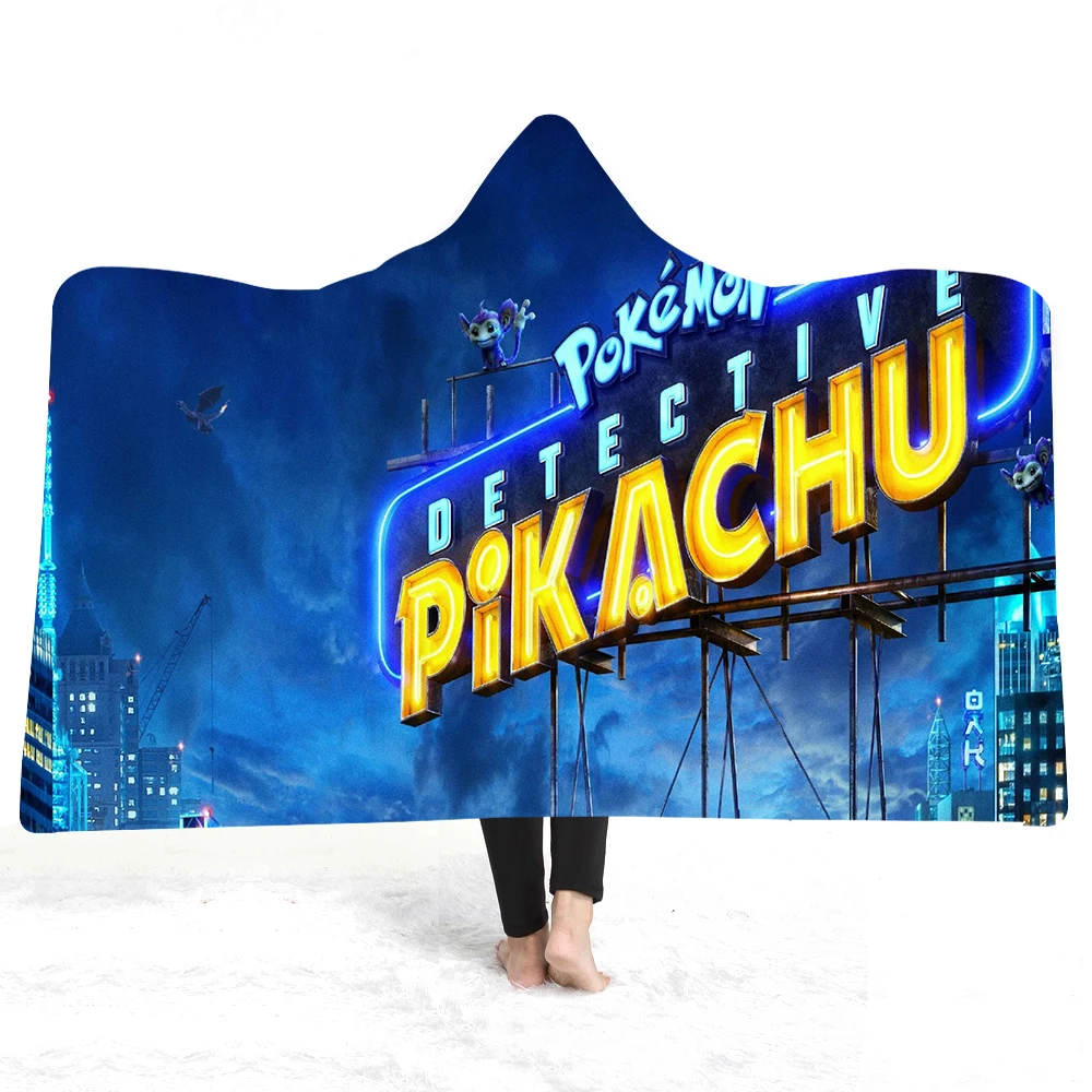 Одеяло с рисунком Пикачу супер мягкая микрофибра на заказ плед из флиса, меха на диван/кровать носимых с капюшоном плед