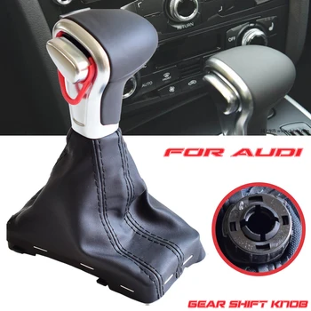 

AT Car Gear Shift Knob HandBall Lever Stick WIith Gaiter Boot Cover For Audi A4 A5 A6 Q5 Q7 B8 2006-2015 Car Accessories