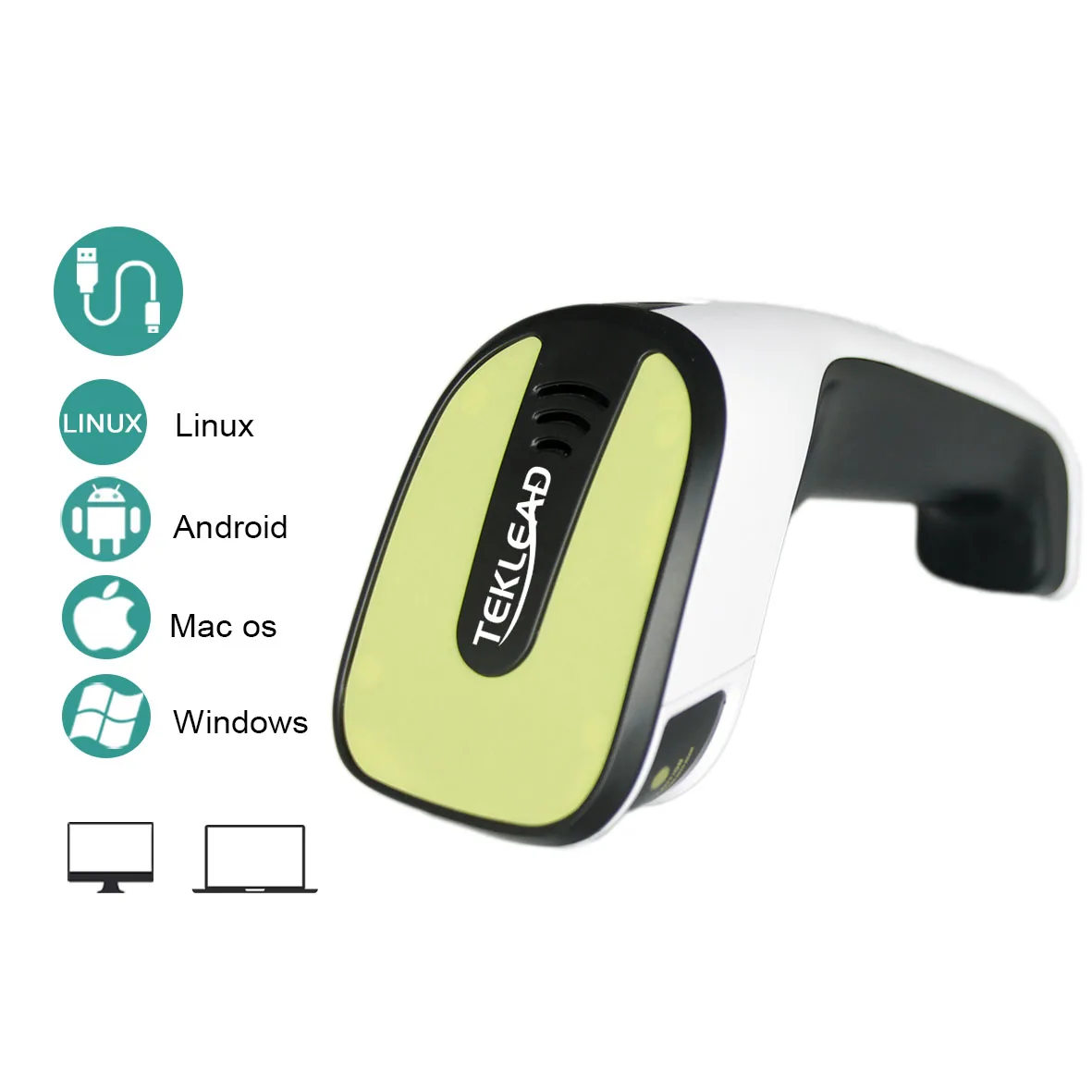 Scanner de Código de Barras Leitor para Ios Linux para Pos Usb com Fio Teklead Android 1d Ccd 2500dpi 2 barras usb com fio 2500dpi 1d leitor