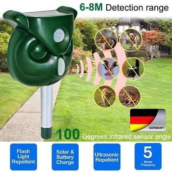 

Solar Ultrasonic Dog Repeller Waterproof Outdoor Garden Fox Cat Dog Animal Repellent Frighten Deterrent Pest Control