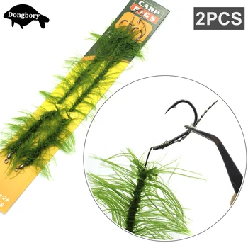 

2PCS Carp Fishing Hook Line Weed effect Ready Made Hair Rigs Weed Line 16cm Lure Bait Hooklink Carp Rigs Wire with Fishing Hooks