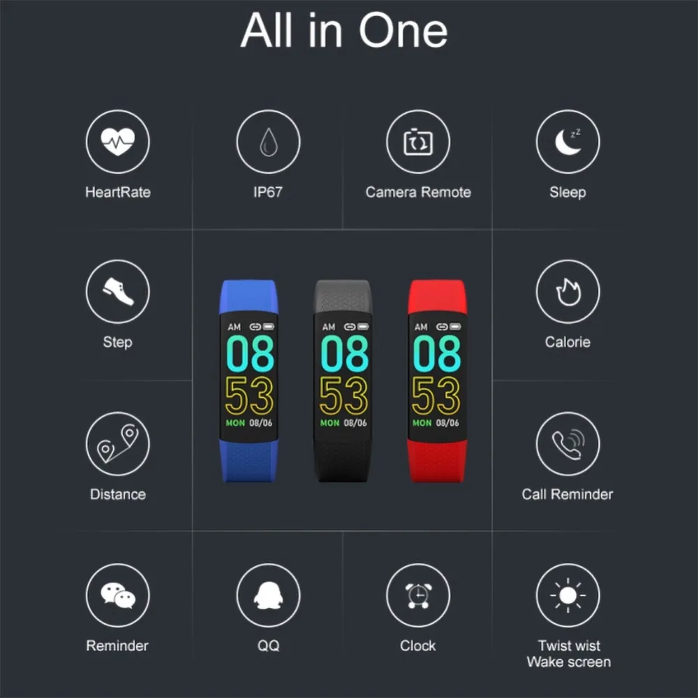 Спортивный смарт-браслет для сна фитнес-трекер Smartband Смарт-часы браслет фотографический браслет