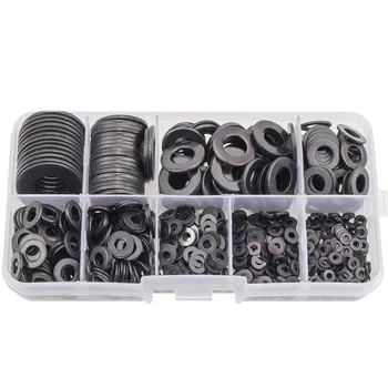 

Flat Washers,Black Carbon Steel Flat Washers Set , (9 Sizes 580 Pieces)