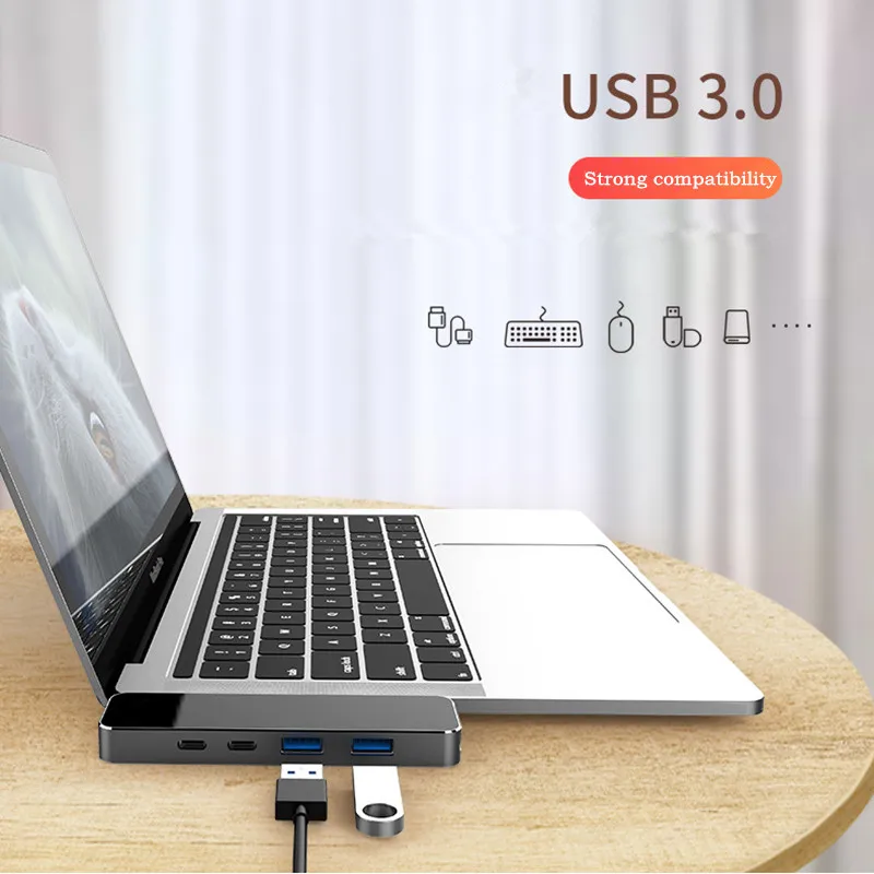 Asunflower USB C концентратор type C к HDMI Thunderbolt 3 PD зарядка с 2 портами USB 3,0 TF слот для карты SD USB C док-станция для MacBook Pro концентратор