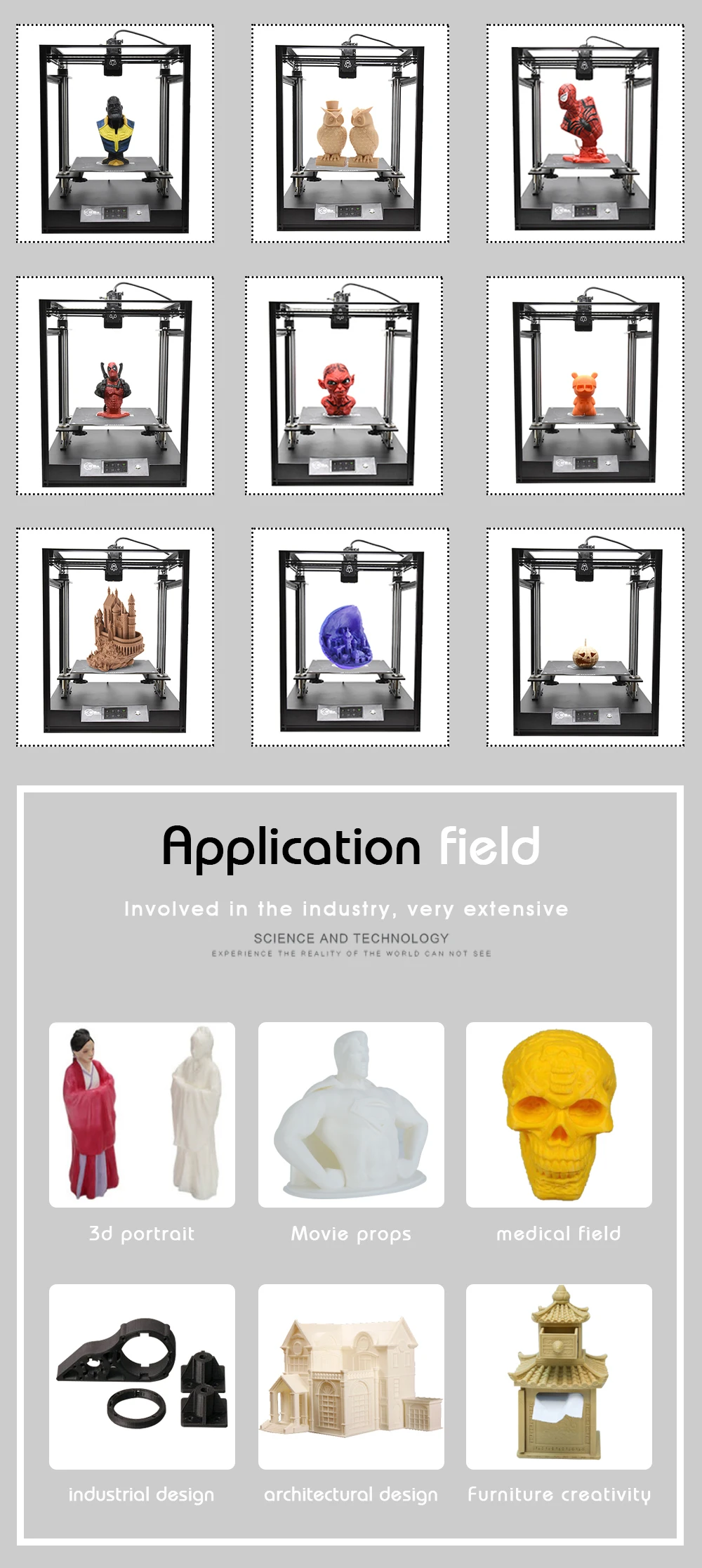 Креативный 3D CoreXY структура короткое расстояние Эльф 3D принтер, высокоточный алюминиевый профиль рама большая площадь Комплект двойной оси Z