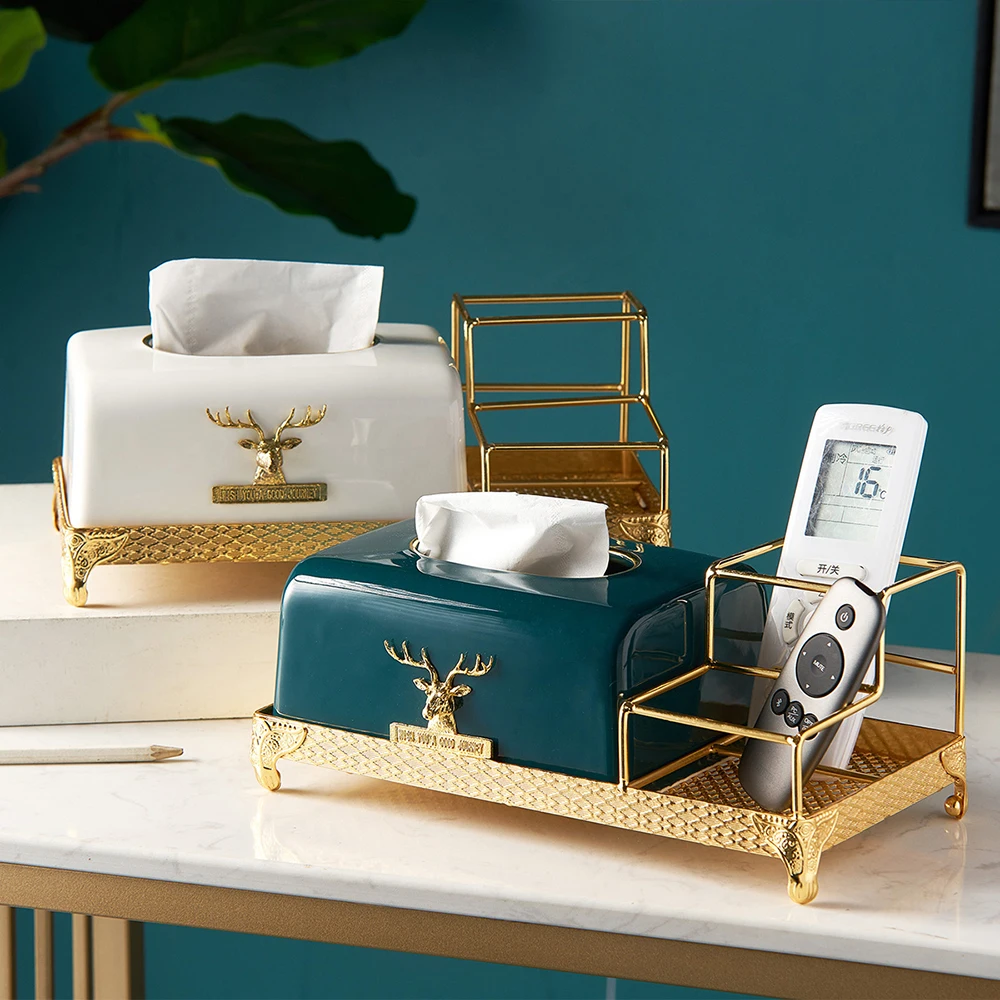 

Nordic Multifunctional Tissue Box White Green Modern Home Decor Accessories Living Room Bedroom Countertop Decor Storage Box