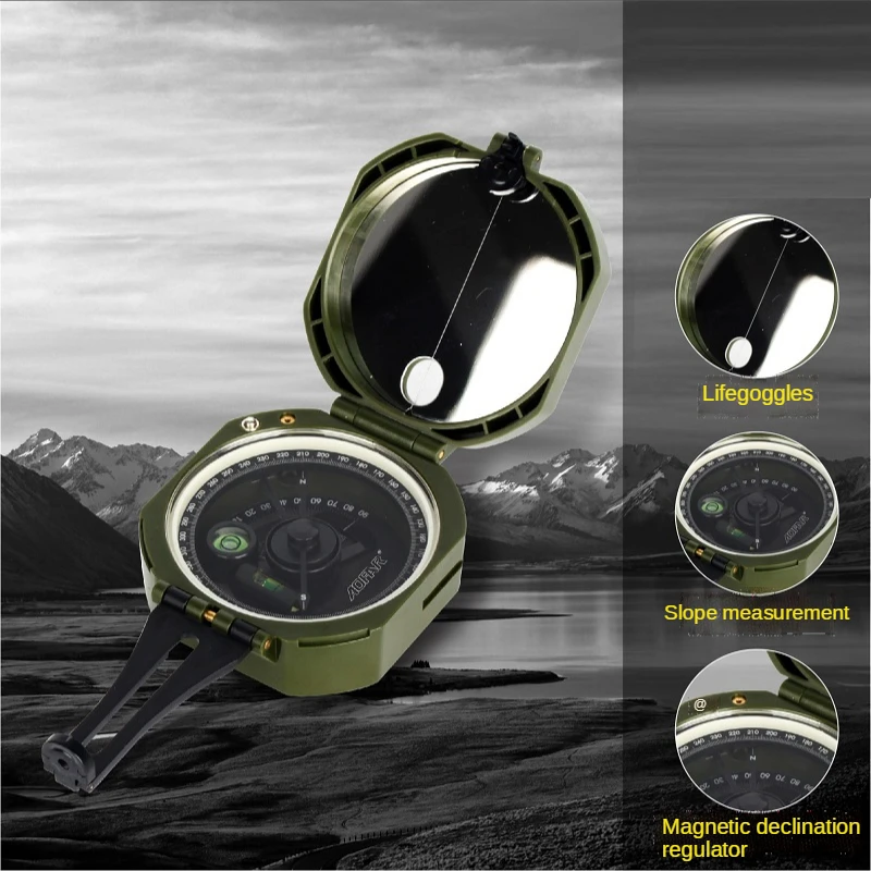 Geological Compass Exploration Compass High-precision M2 Zinc Alloy Metal Handheld Type Pointer Outdoor Camping